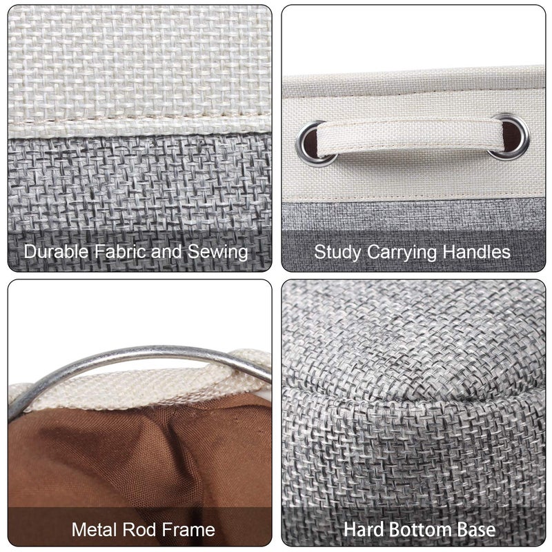 Kntiwiwo Foldable Storage Bin Collapsible Basket 12" x 10" x 9.5" Cube Storage Organizer Bins with Dual Carry Handles for Home Closet Shelves Drawers Organizer, Set of 3, Grey - Image 4